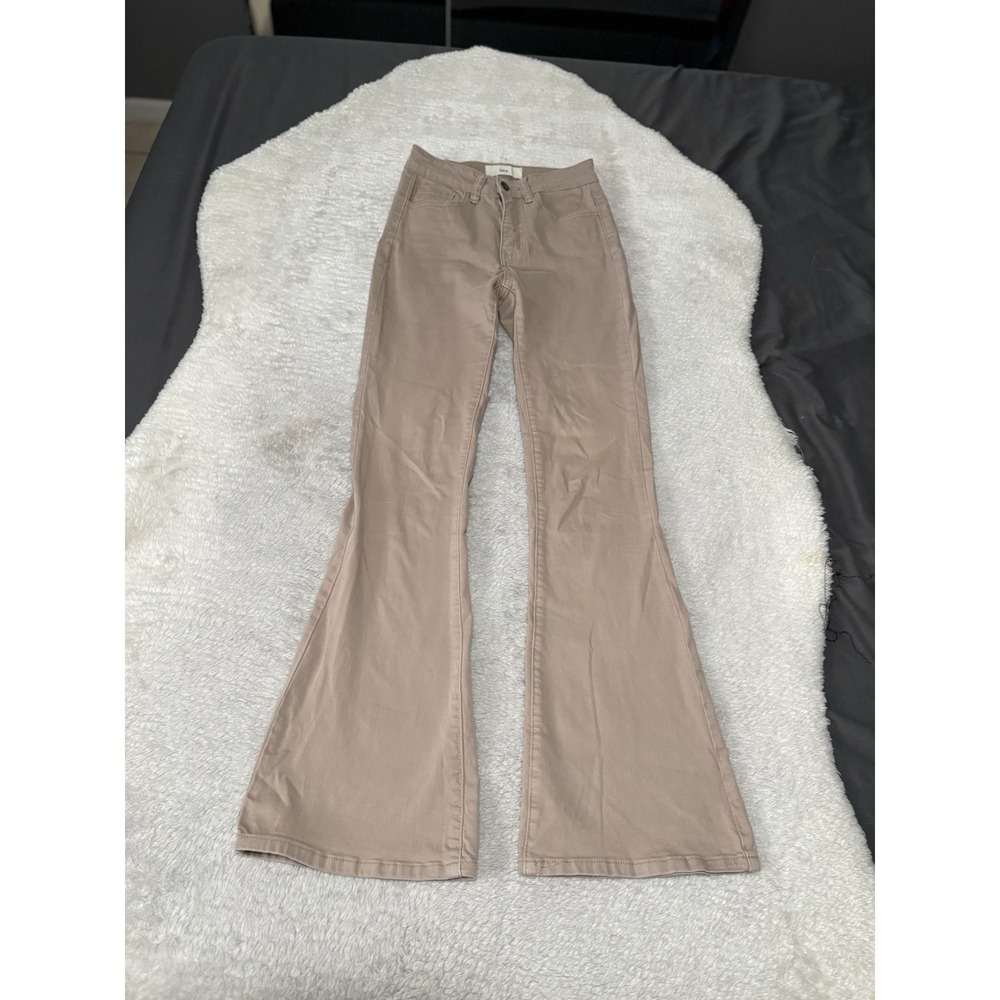 BKE Buckle Womens Beige Flared Chino Pants Size 24 Stretch Mid Rise